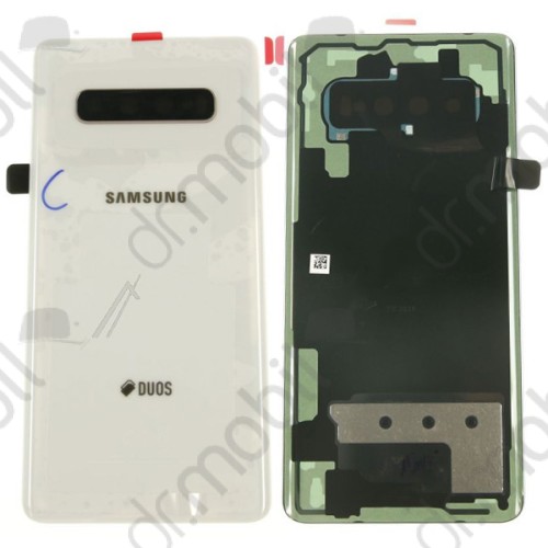 Hátlap Samsung Galaxy S10 Plus (SM-G975), akkufedél + ragasztóval  GH82-18869B fehér (rendelésre)